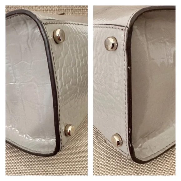 KATE SPADE KNIGHTSBRIDGE DORIS CROC EMBOSSED TAUPE LEATHER HANDBAG SATCHEL - Picture 11 of 11